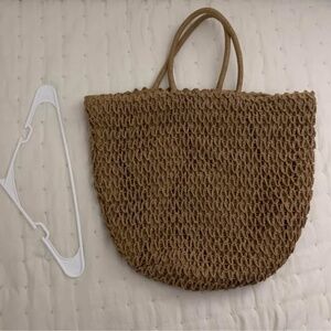 Unique Women's Large Woven Straw Beige Summer Beach Tote